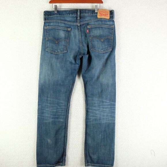 Levis 513 Jeans Mens 36X30 Blue Slim Straight Stone Wash Whiskers Stretch - Picture 4 of 11